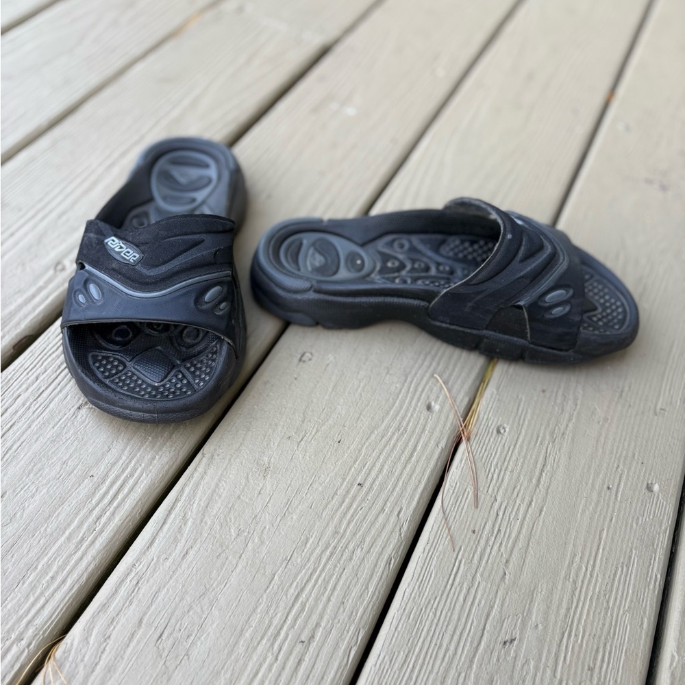 GRENDENE Mens Rider Black Slide Sandals, Size: 8